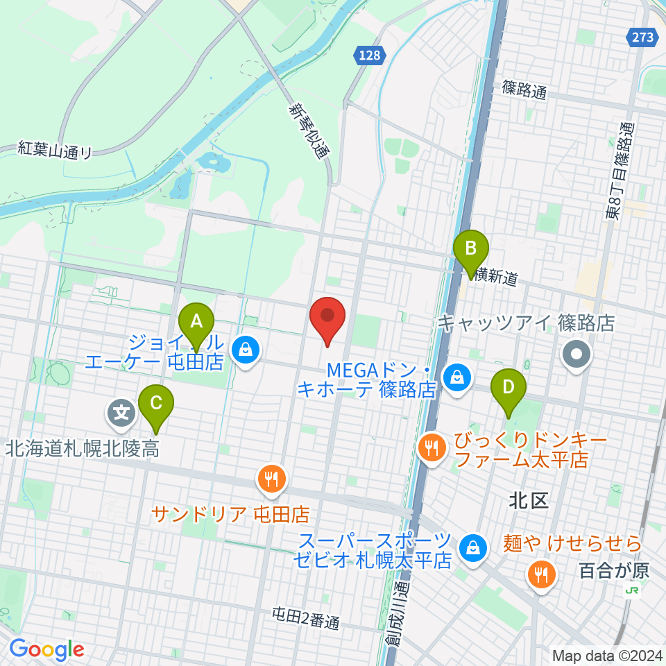 屯田センター ヤマハミュージック周辺の駐車場・コインパーキング一覧地図