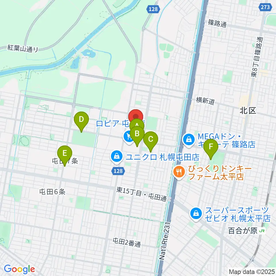 屯田センター ヤマハミュージック周辺の駐車場・コインパーキング一覧地図