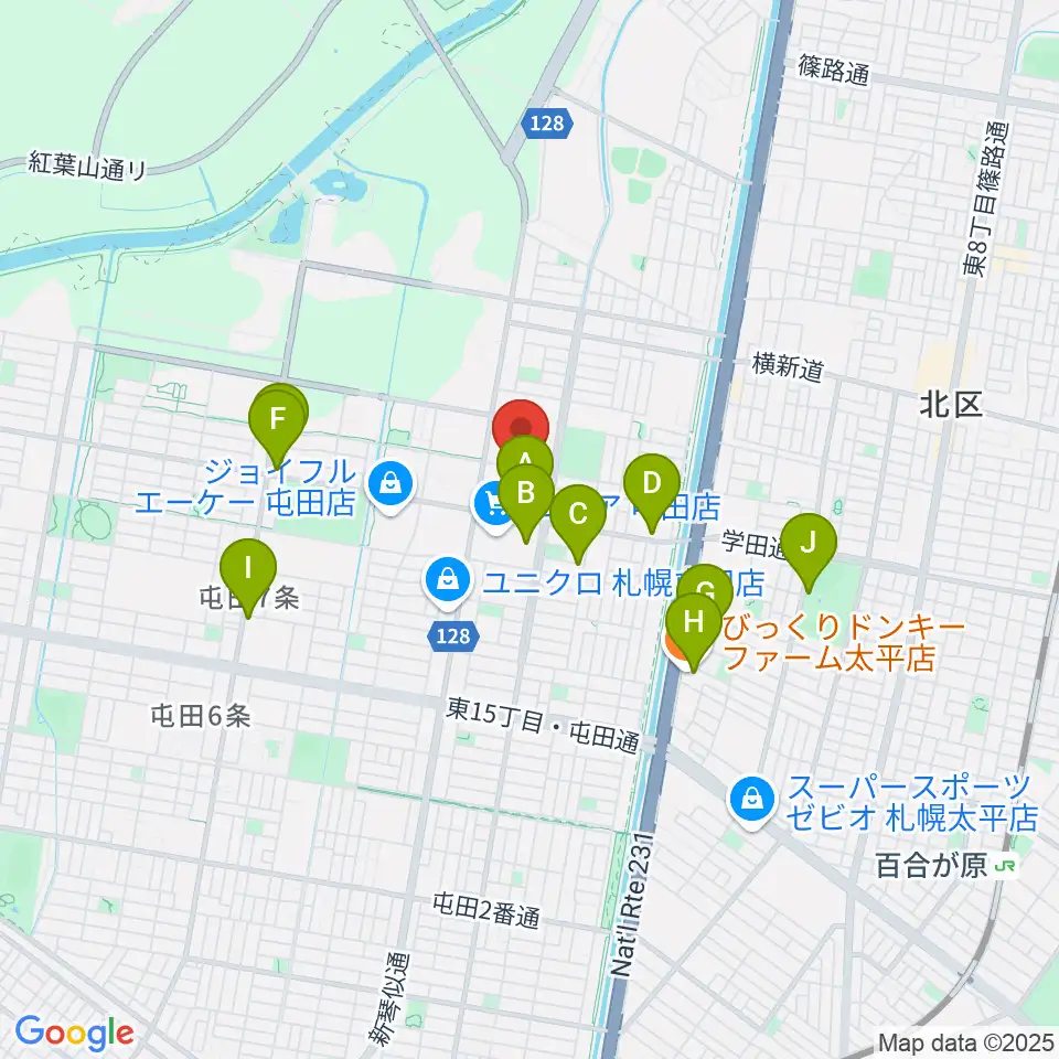 屯田センター ヤマハミュージック周辺の駐車場・コインパーキング一覧地図