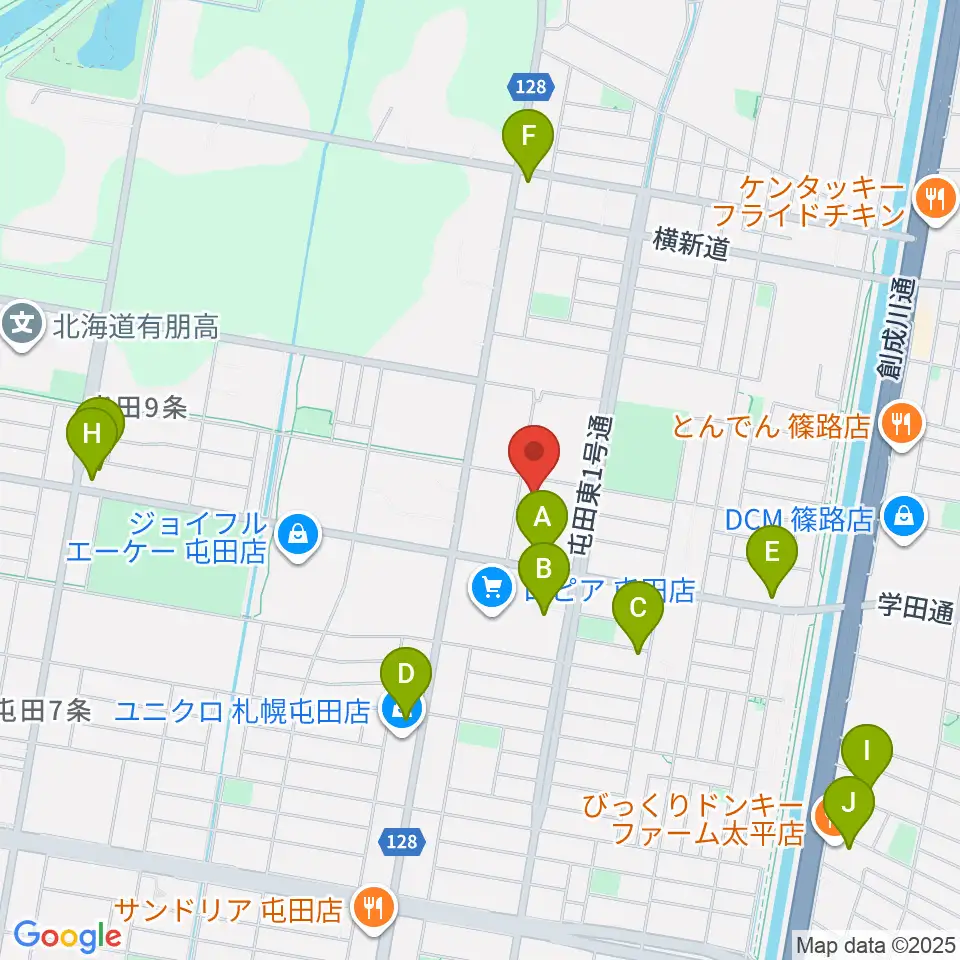 屯田センター ヤマハミュージック周辺の駐車場・コインパーキング一覧地図