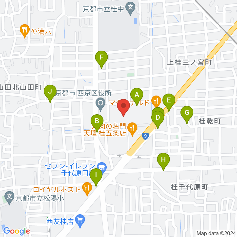 京都市西文化会館ウエスティ周辺の駐車場・コインパーキング一覧地図