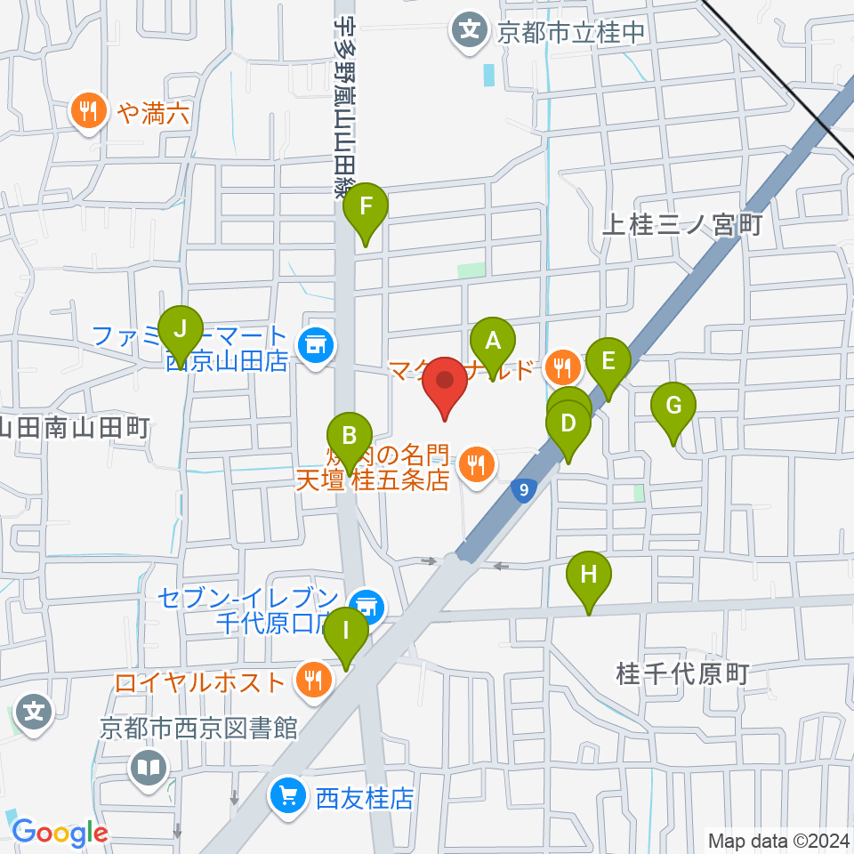 京都市西文化会館ウエスティ周辺の駐車場・コインパーキング一覧地図