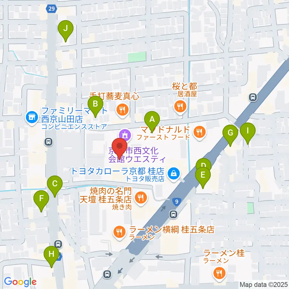 京都市西文化会館ウエスティ周辺の駐車場・コインパーキング一覧地図