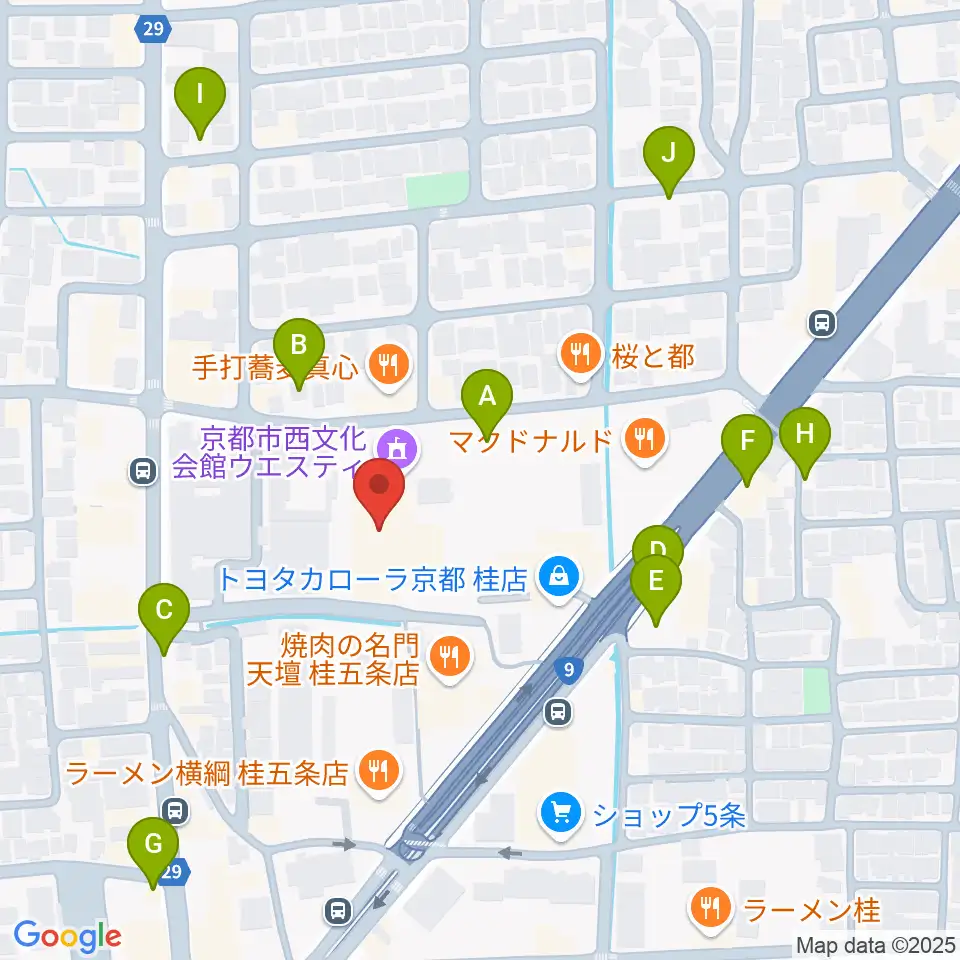 京都市西文化会館ウエスティ周辺の駐車場・コインパーキング一覧地図