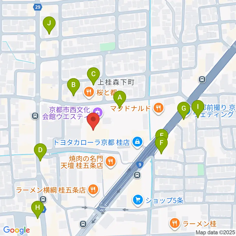 京都市西文化会館ウエスティ周辺の駐車場・コインパーキング一覧地図