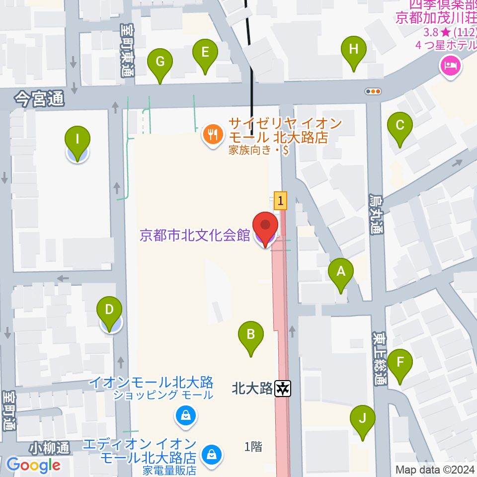 京都市北文化会館周辺の駐車場・コインパーキング一覧地図