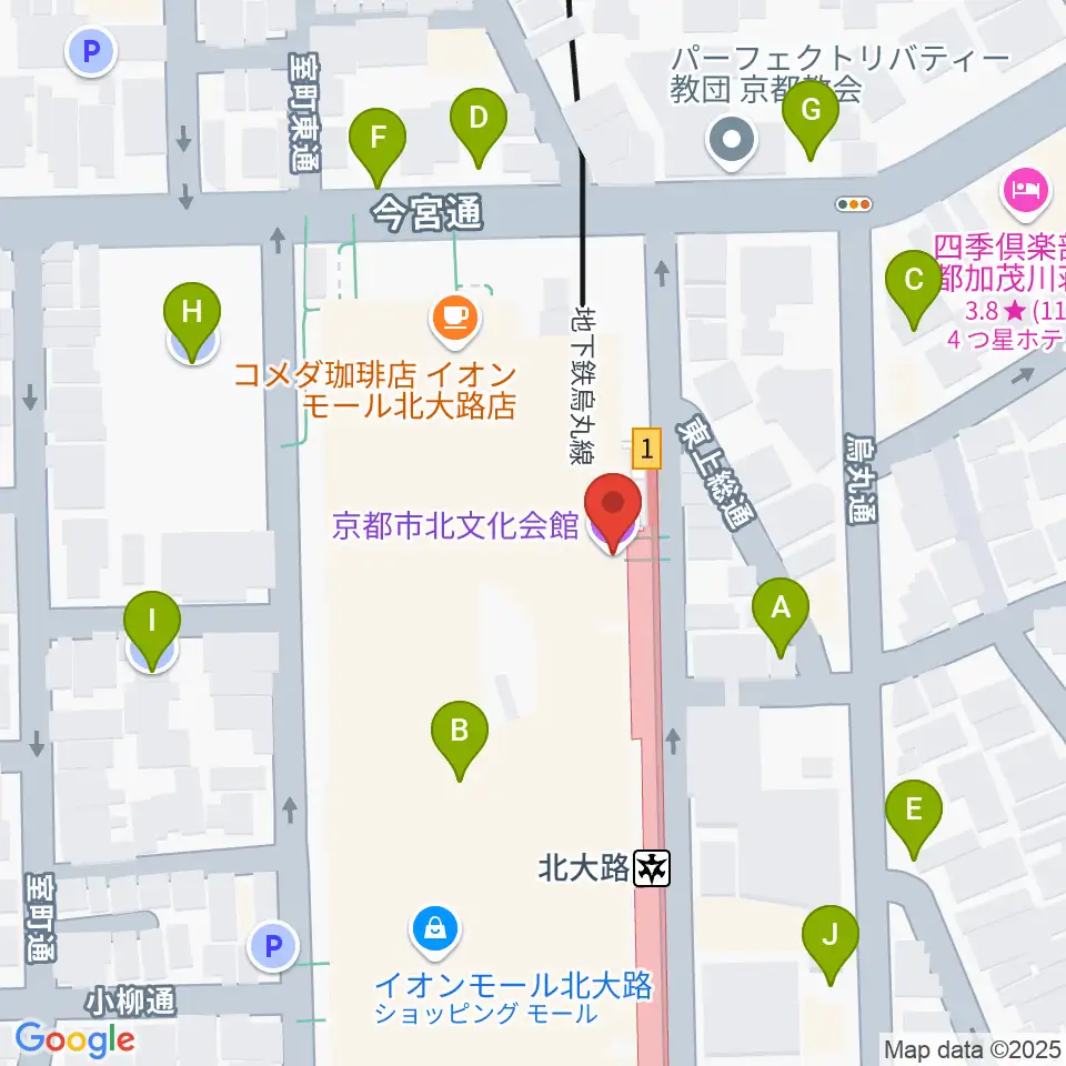 京都市北文化会館周辺の駐車場・コインパーキング一覧地図