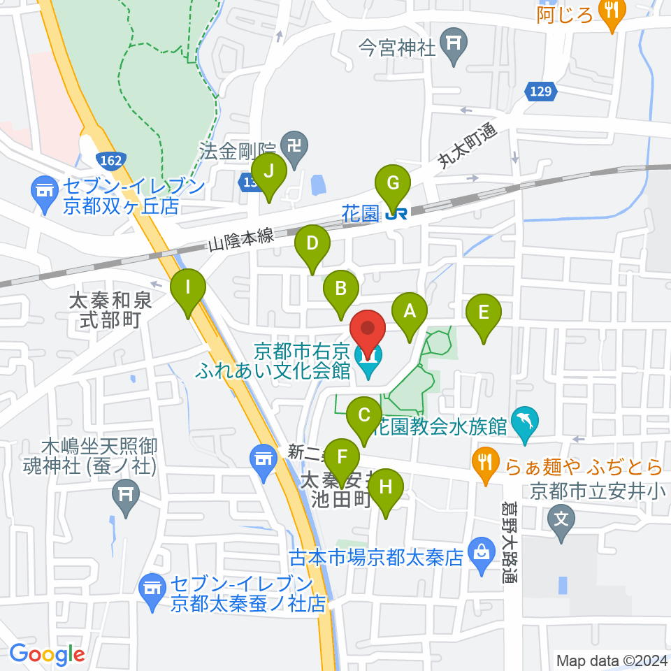 京都市右京ふれあい文化会館周辺の駐車場・コインパーキング一覧地図