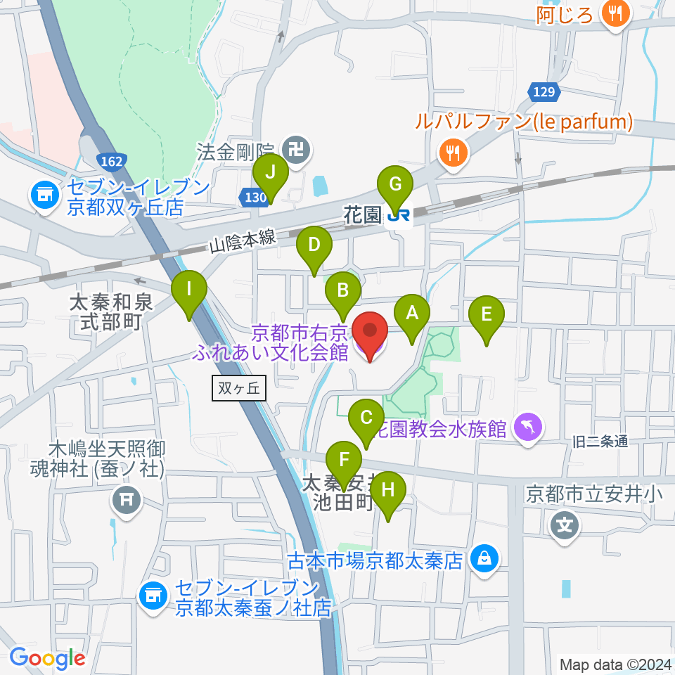 京都市右京ふれあい文化会館周辺の駐車場・コインパーキング一覧地図