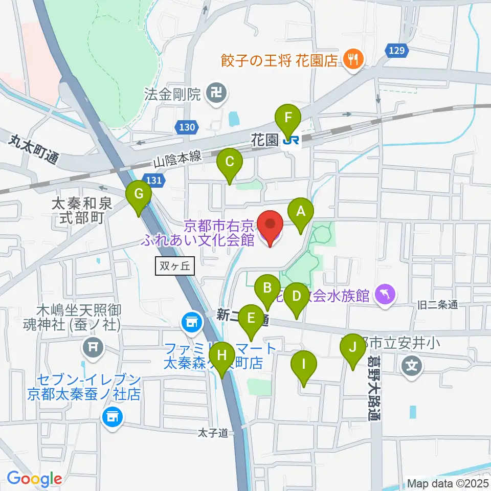 京都市右京ふれあい文化会館周辺の駐車場・コインパーキング一覧地図