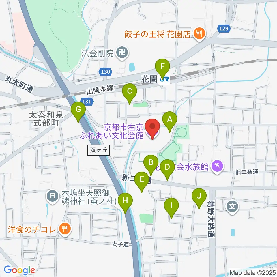京都市右京ふれあい文化会館周辺の駐車場・コインパーキング一覧地図