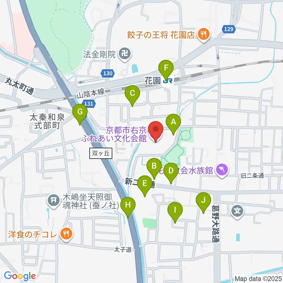 京都市右京ふれあい文化会館周辺の駐車場・コインパーキング一覧地図