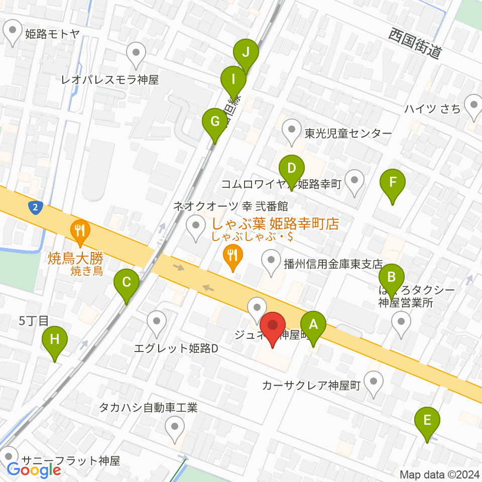 やぎ楽器 姫路店周辺の駐車場・コインパーキング一覧地図