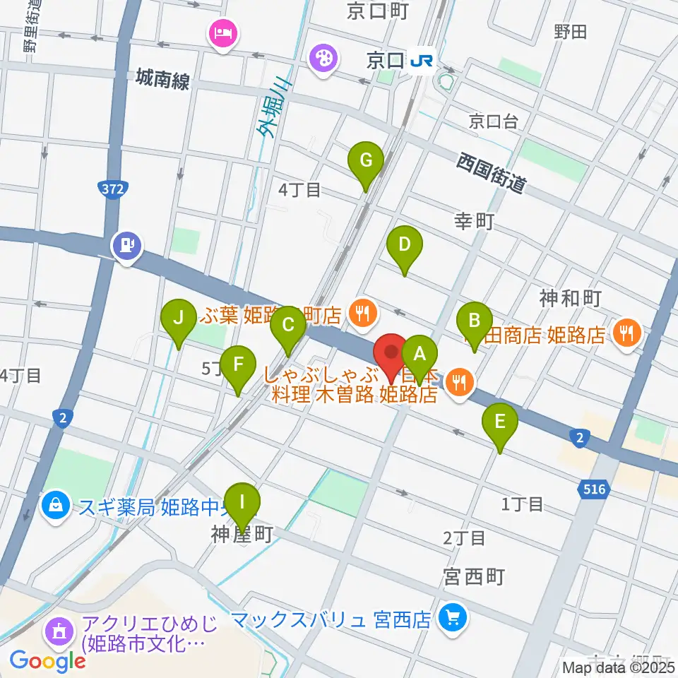 やぎ楽器 姫路店周辺の駐車場・コインパーキング一覧地図