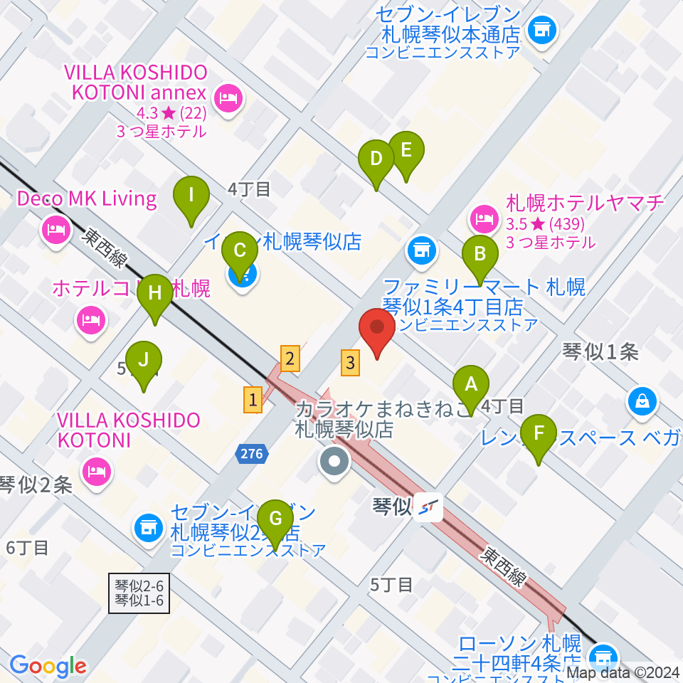 琴似センター ヤマハミュージック周辺の駐車場・コインパーキング一覧地図