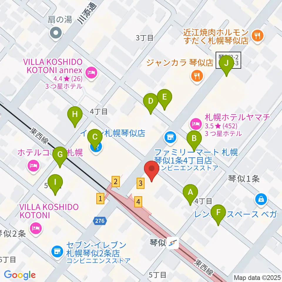 琴似センター ヤマハミュージック周辺の駐車場・コインパーキング一覧地図