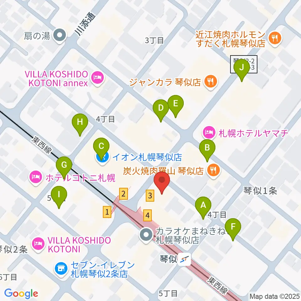 琴似センター ヤマハミュージック周辺の駐車場・コインパーキング一覧地図