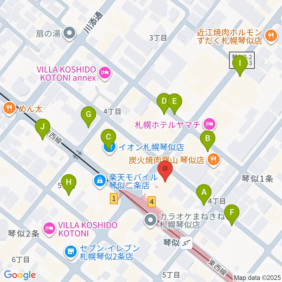 琴似センター ヤマハミュージック周辺の駐車場・コインパーキング一覧地図