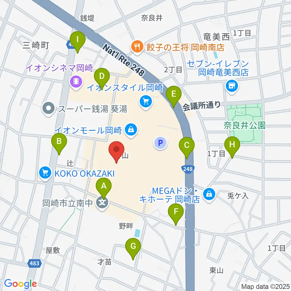 島村楽器イオンモール岡崎店周辺の駐車場・コインパーキング一覧地図