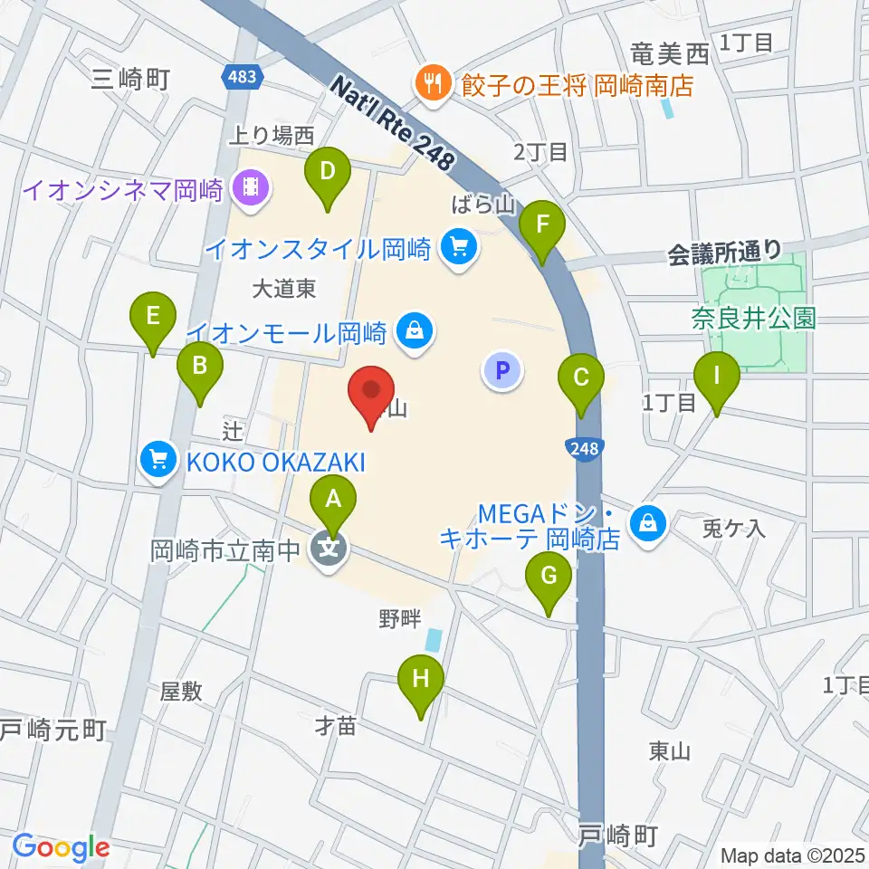 島村楽器イオンモール岡崎店周辺の駐車場・コインパーキング一覧地図
