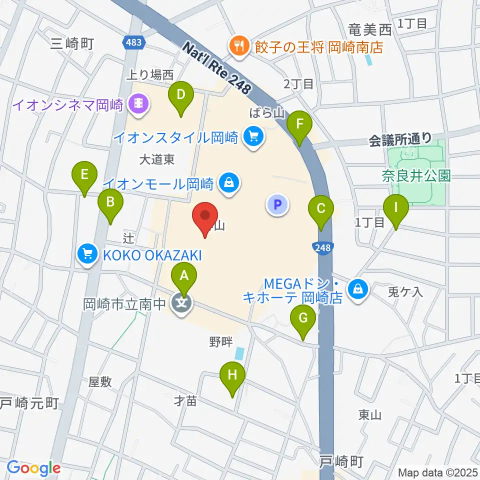 島村楽器イオンモール岡崎店周辺の駐車場・コインパーキング一覧地図