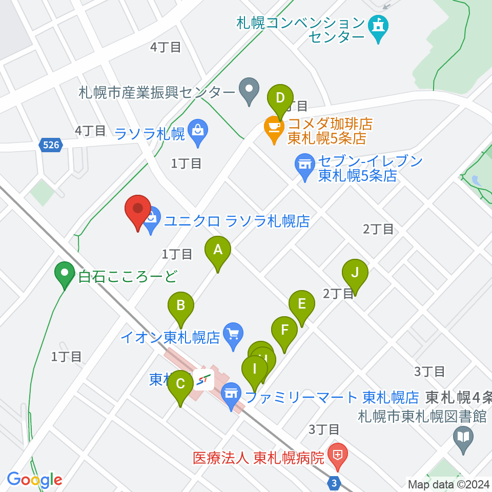 東札幌センター ヤマハミュージック周辺の駐車場・コインパーキング一覧地図