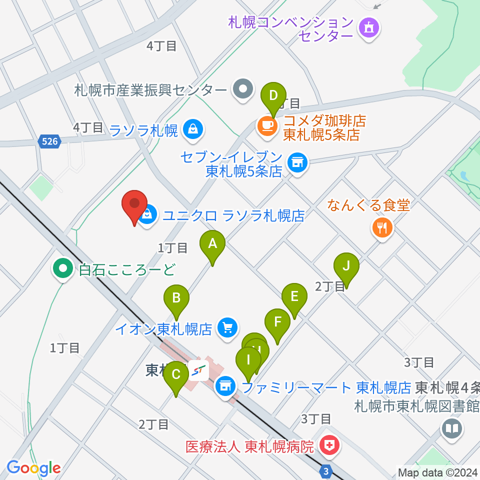 東札幌センター ヤマハミュージック周辺の駐車場・コインパーキング一覧地図