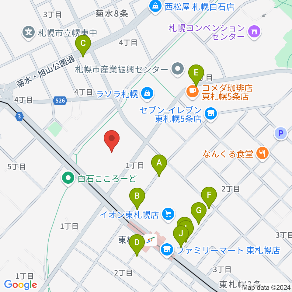 東札幌センター ヤマハミュージック周辺の駐車場・コインパーキング一覧地図