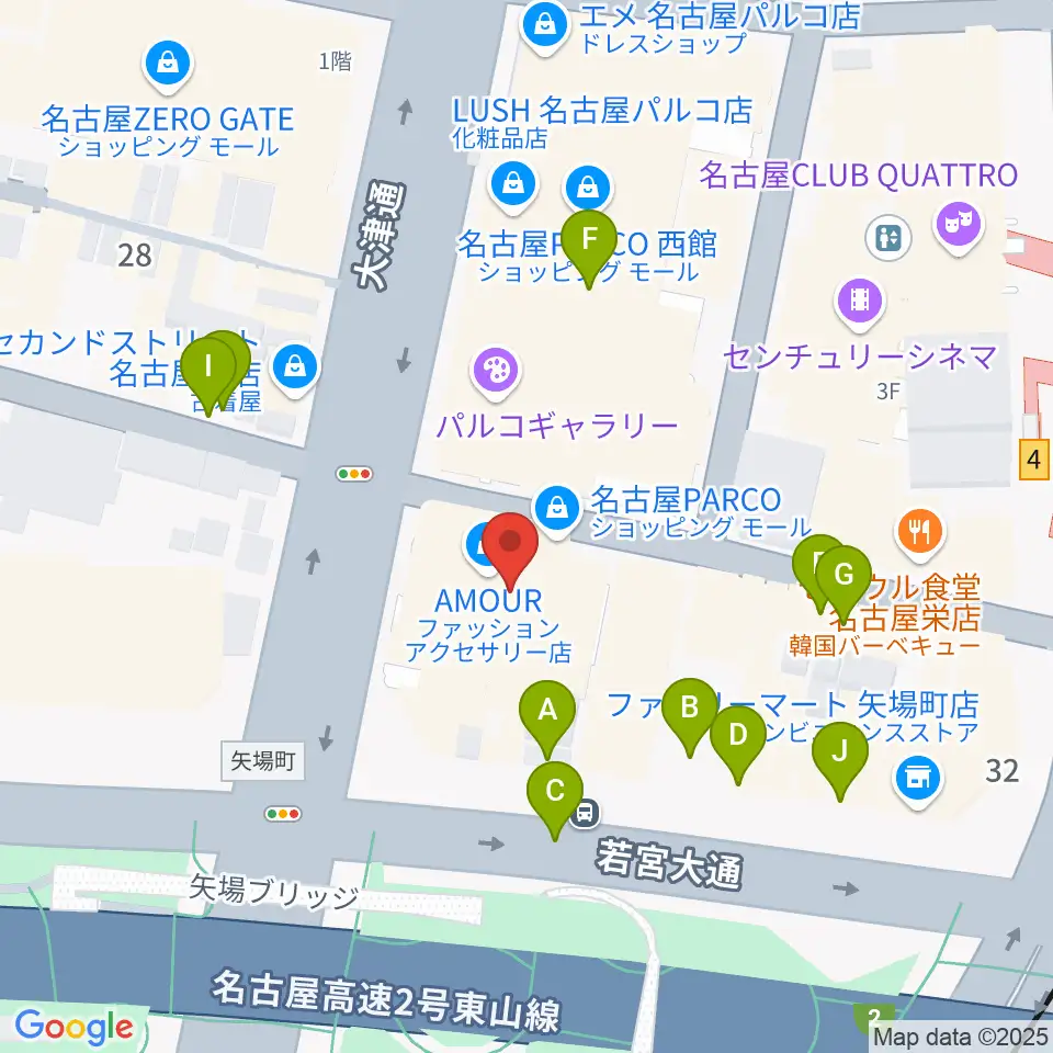 島村楽器 名古屋パルコ店 周辺の駐車場・コインパーキング一覧地図
