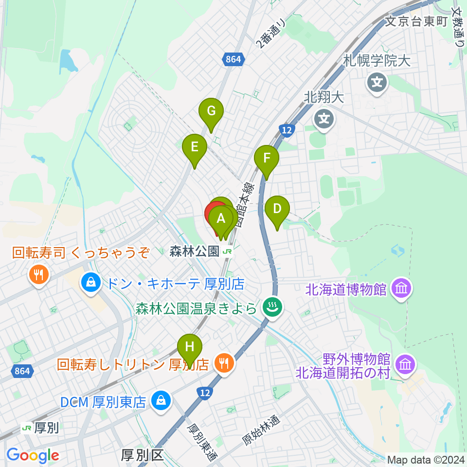 森林公園音楽センター ヤマハミュージック周辺の駐車場・コインパーキング一覧地図