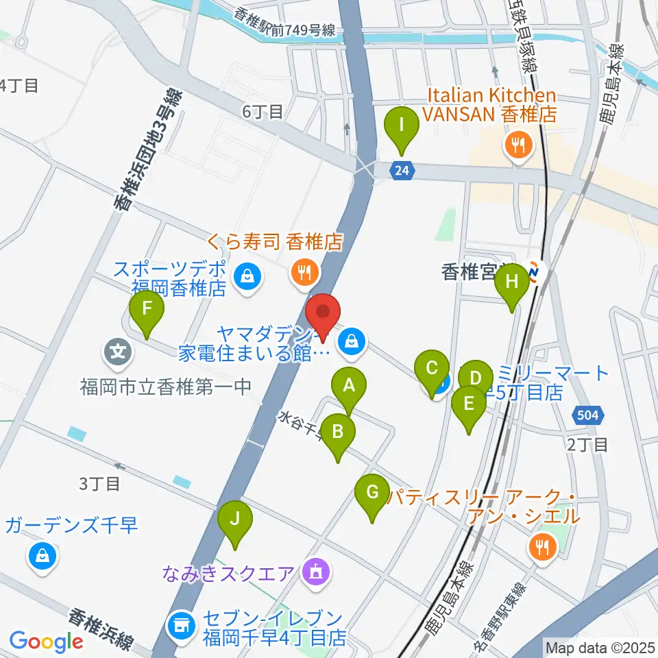ミュージックメイト福岡周辺の駐車場・コインパーキング一覧地図