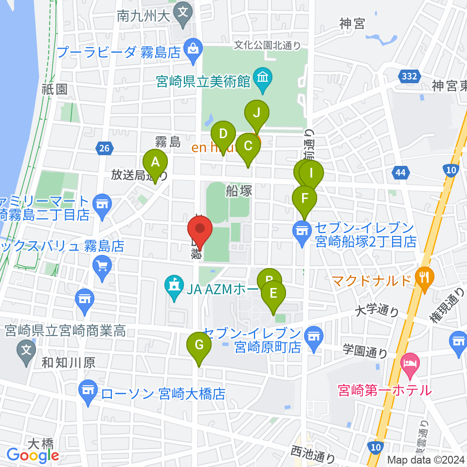 宮崎ピアノ技術センター周辺の駐車場・コインパーキング一覧地図