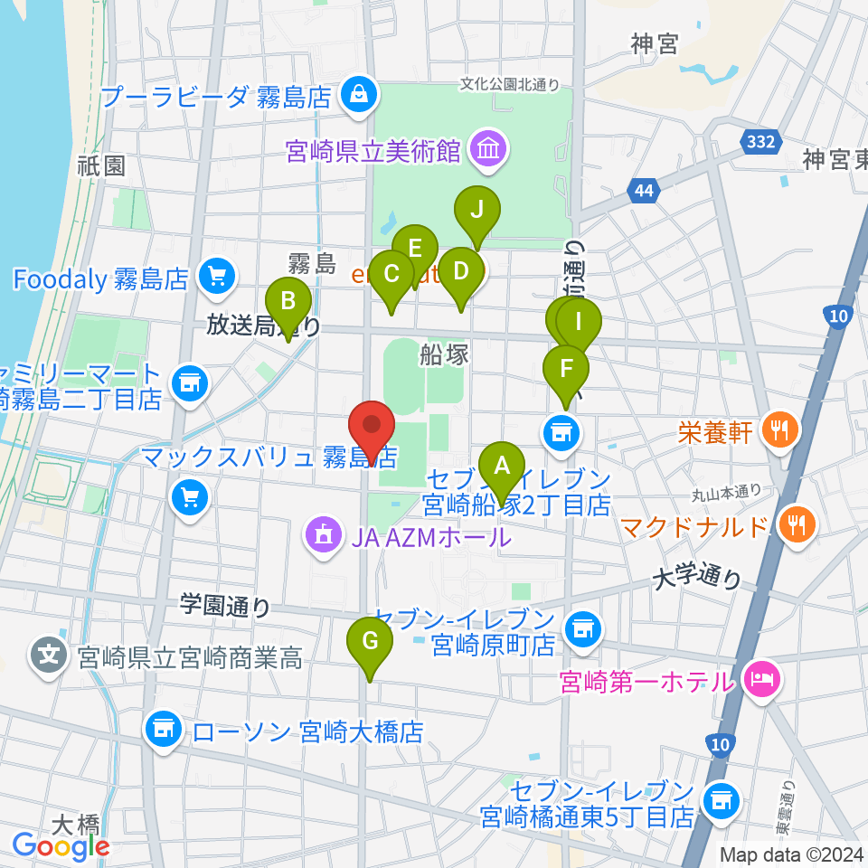 宮崎ピアノ技術センター周辺の駐車場・コインパーキング一覧地図