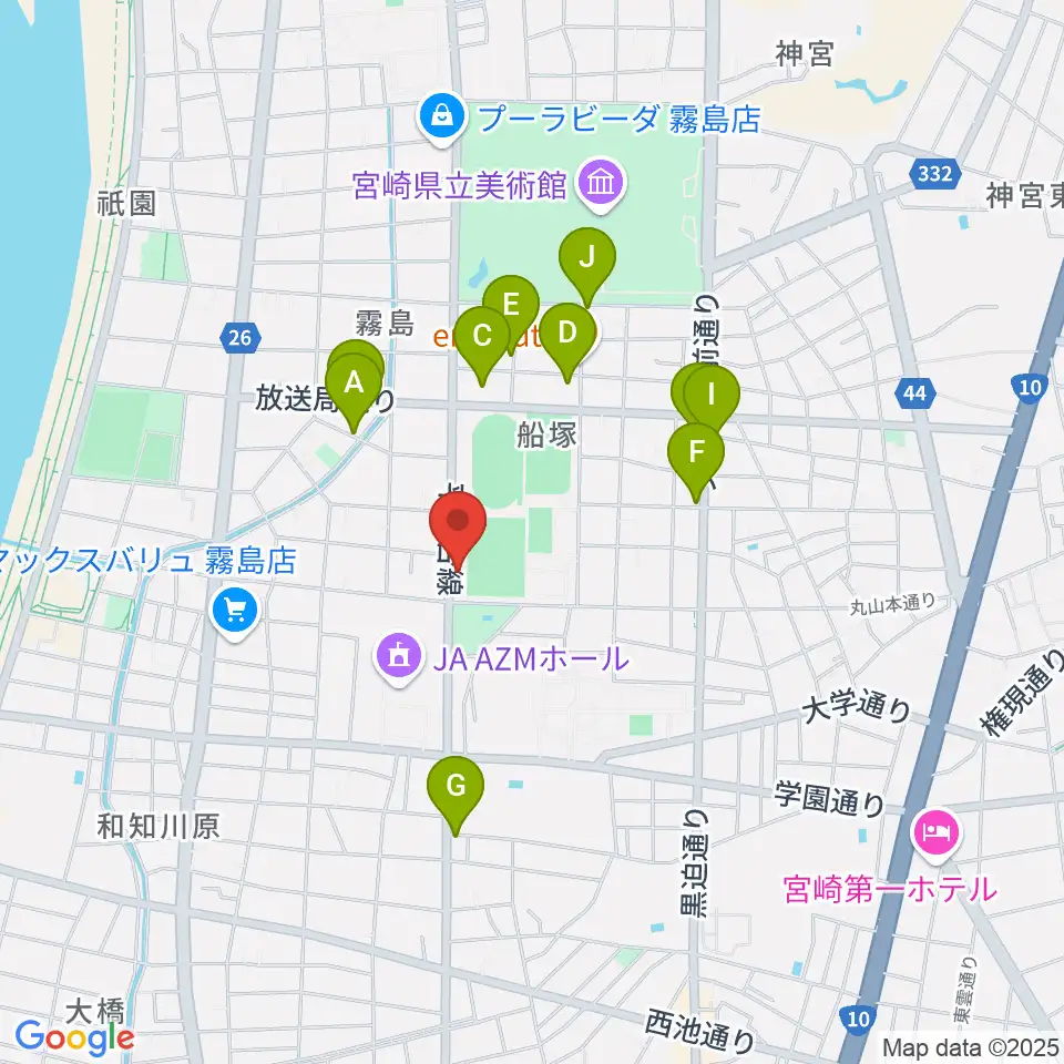 宮崎ピアノ技術センター周辺の駐車場・コインパーキング一覧地図