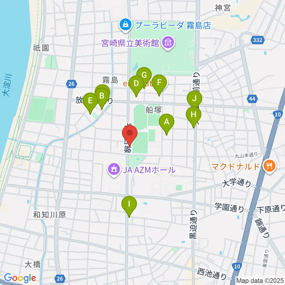 宮崎ピアノ技術センター周辺の駐車場・コインパーキング一覧地図