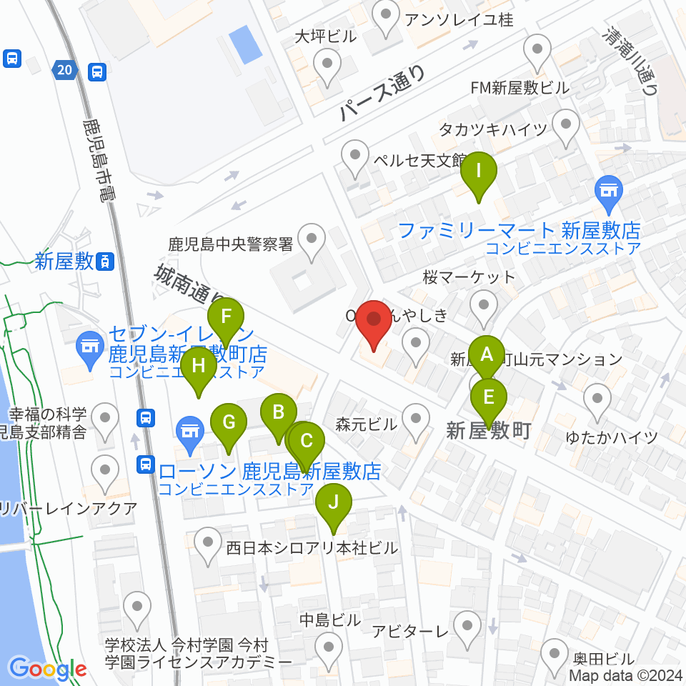 鹿児島音楽教室周辺の駐車場・コインパーキング一覧地図