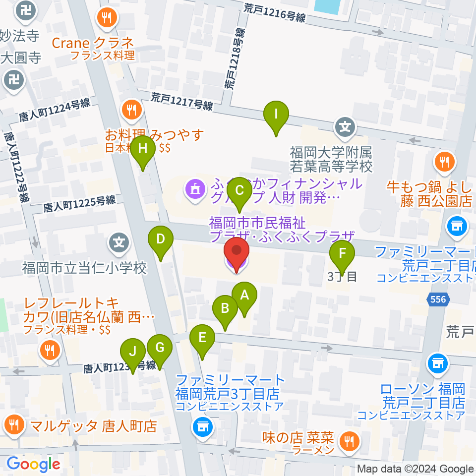 ふくふくプラザ周辺の駐車場・コインパーキング一覧地図