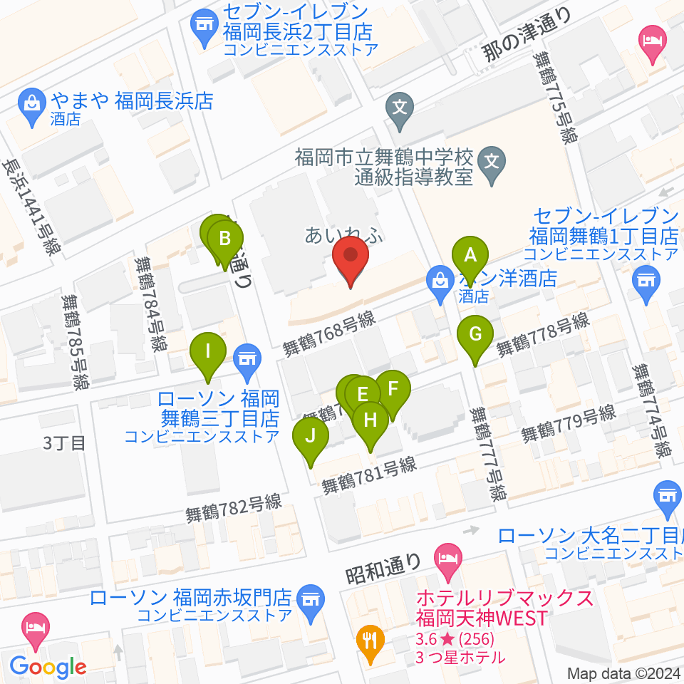 あいれふホール周辺の駐車場・コインパーキング一覧地図