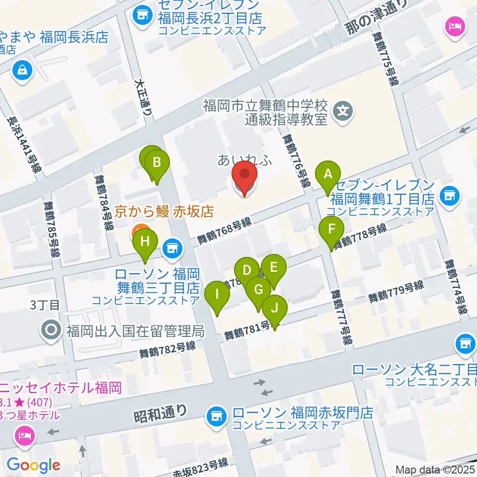 あいれふホール周辺の駐車場・コインパーキング一覧地図