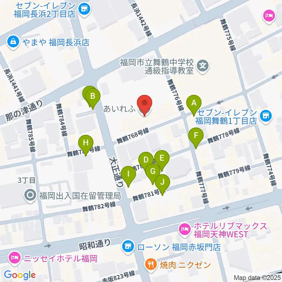 あいれふホール周辺の駐車場・コインパーキング一覧地図