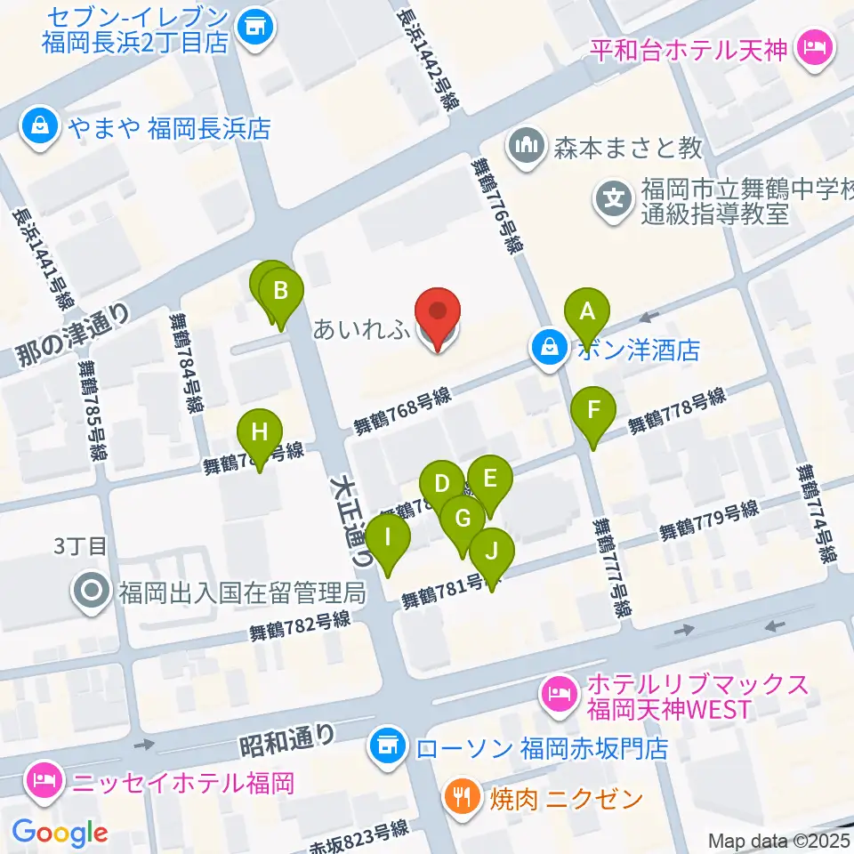 あいれふホール周辺の駐車場・コインパーキング一覧地図