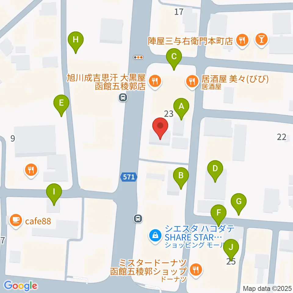 五稜郭センター ヤマハミュージック周辺の駐車場・コインパーキング一覧地図