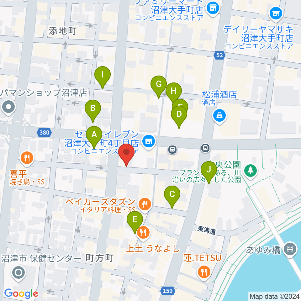 タンザワ楽器 沼津本店周辺の駐車場・コインパーキング一覧地図