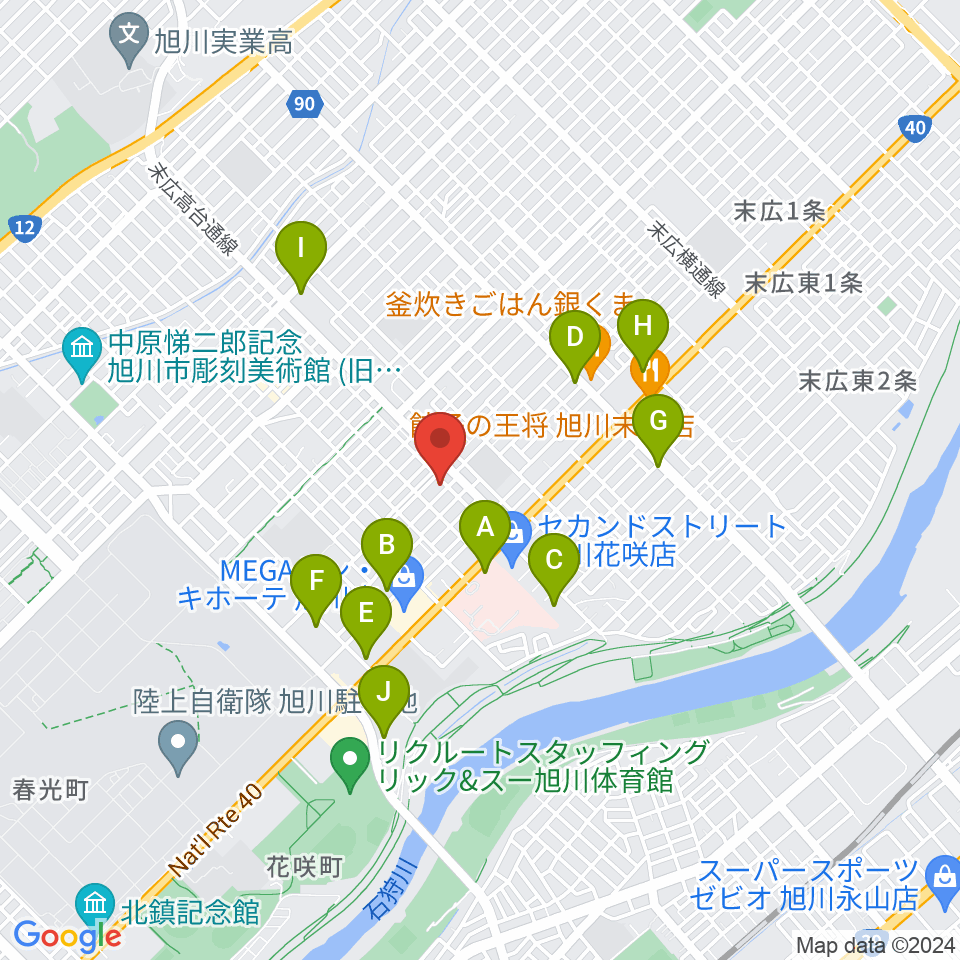 旭川北センター ヤマハミュージック周辺の駐車場・コインパーキング一覧地図