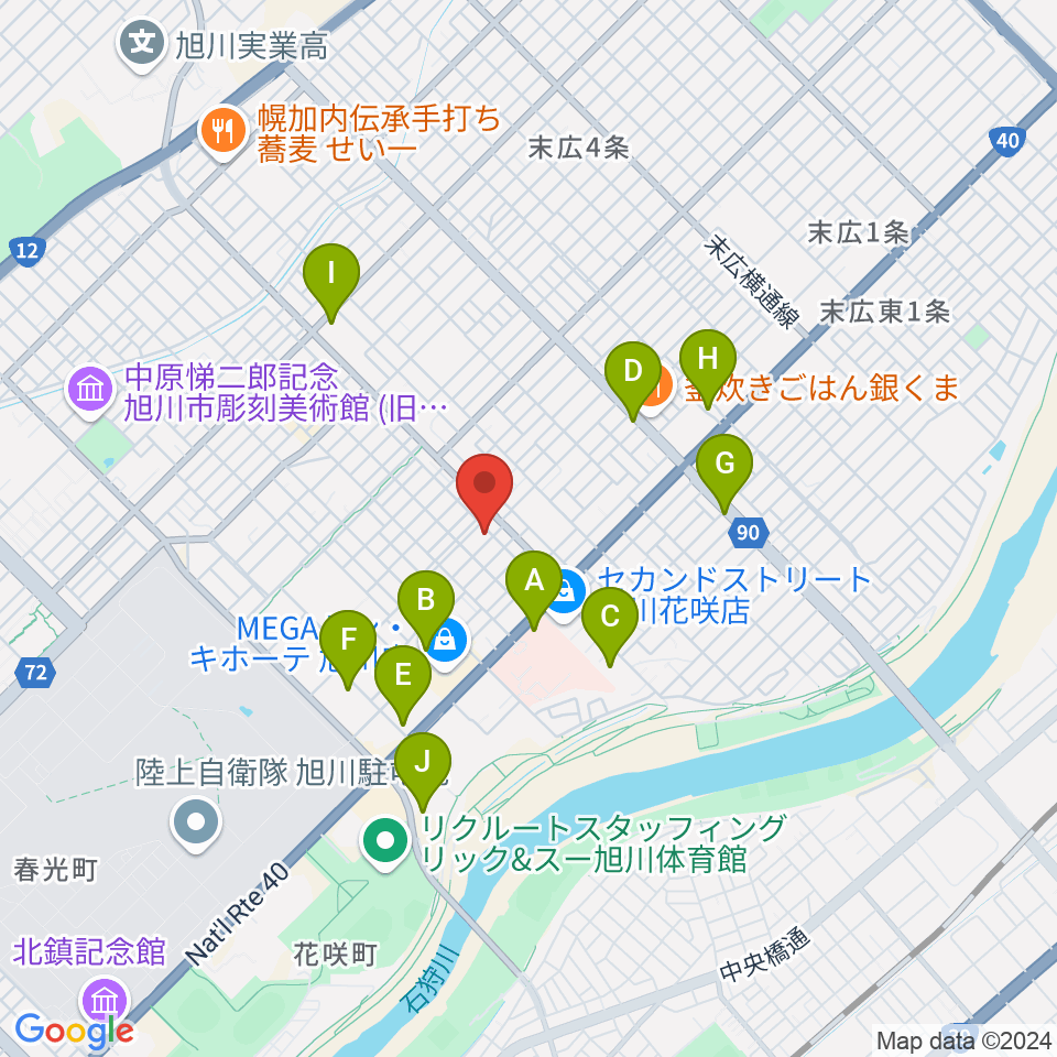 旭川北センター ヤマハミュージック周辺の駐車場・コインパーキング一覧地図