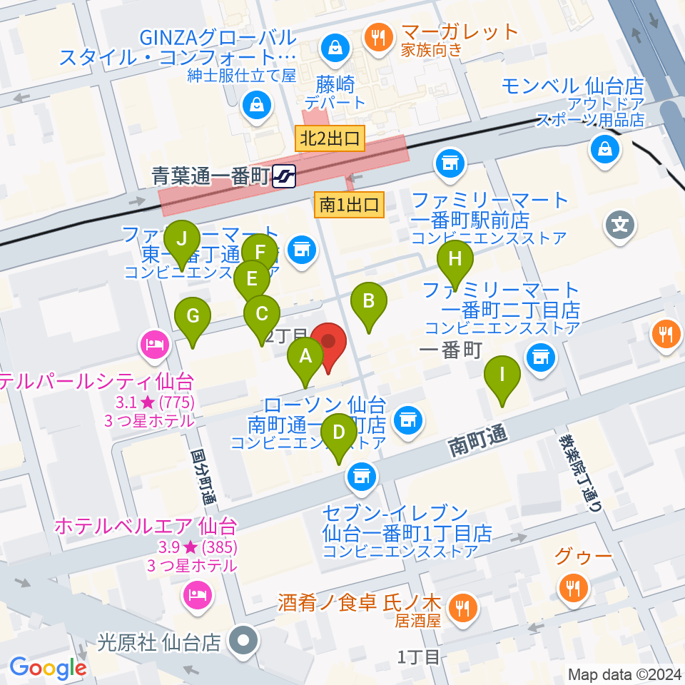 ヤマハミュージック 仙台店周辺の駐車場・コインパーキング一覧地図