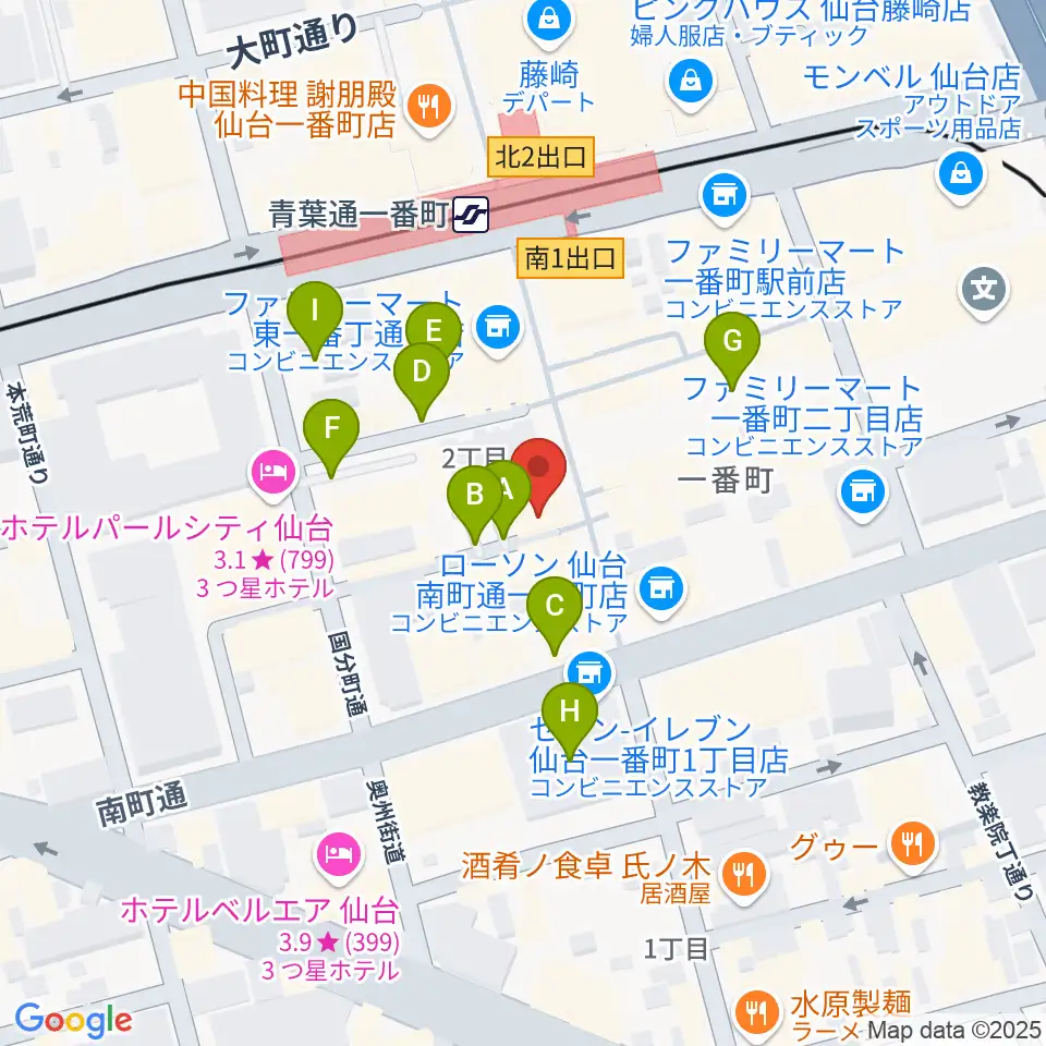 ヤマハミュージック 仙台店周辺の駐車場・コインパーキング一覧地図