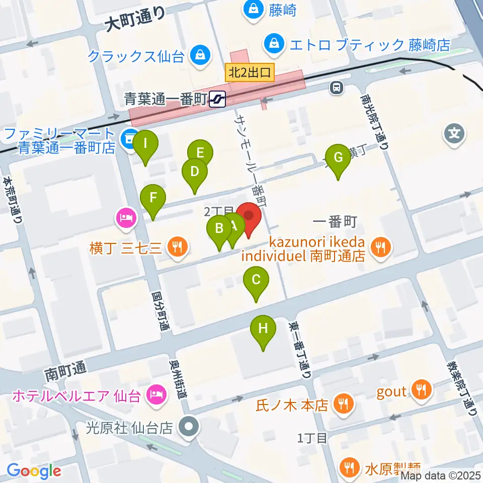 ヤマハミュージック 仙台店周辺の駐車場・コインパーキング一覧地図