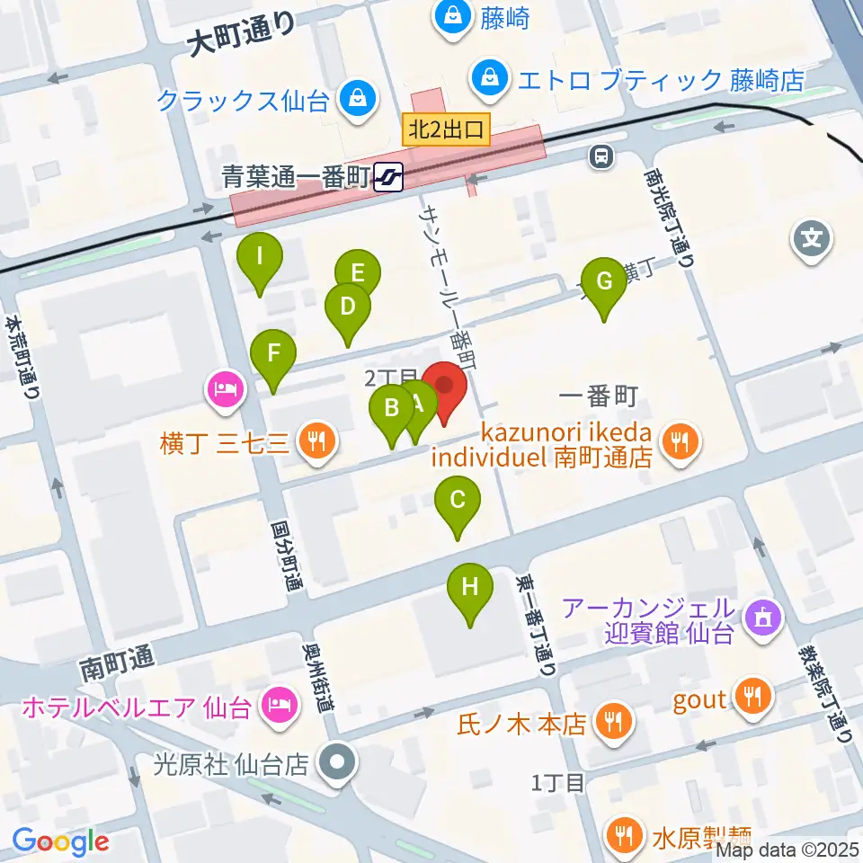 ヤマハミュージック 仙台店周辺の駐車場・コインパーキング一覧地図