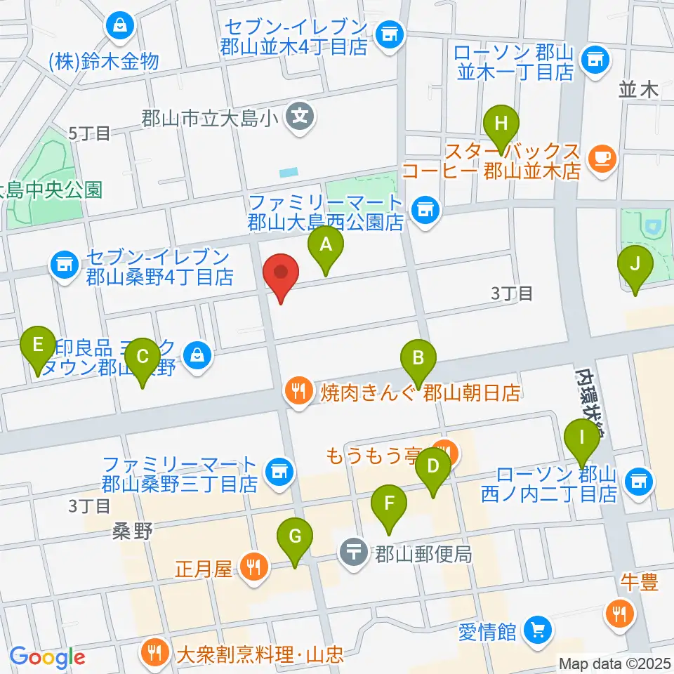 ヤマハミュージック 郡山店周辺の駐車場・コインパーキング一覧地図